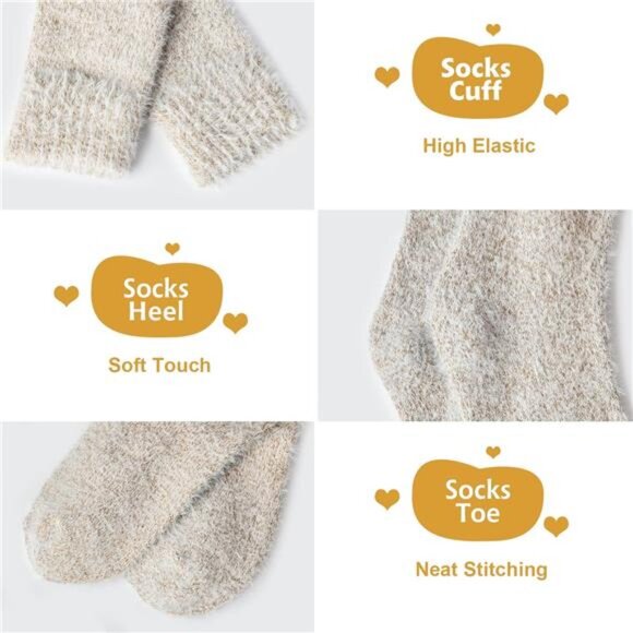 New 5 Pairs Fuzzy Soft Cozy Comfortable Socks for Women, Casual Sleep Comfy Sock - Picture 2 of 6